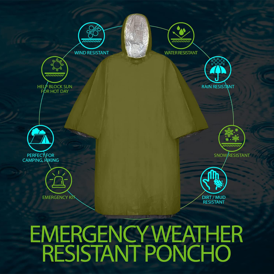 3/5-Pack Emergency Poncho Set  – обзор и цена Emergency Poncho Rain