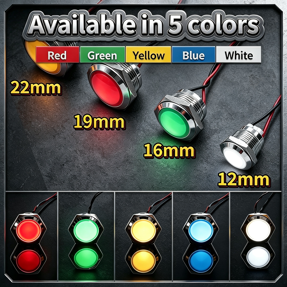 12mm 16mm 19mm 22mm Metal LED  – обзор и цена Signal Panel Orange