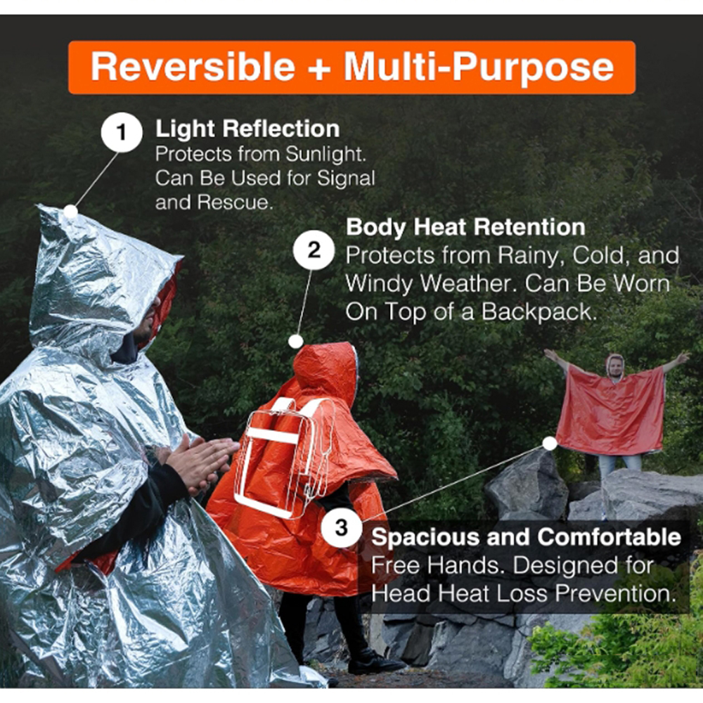 Portable Outdoor Emergency Rai – обзор и цена Emergency Poncho Rain