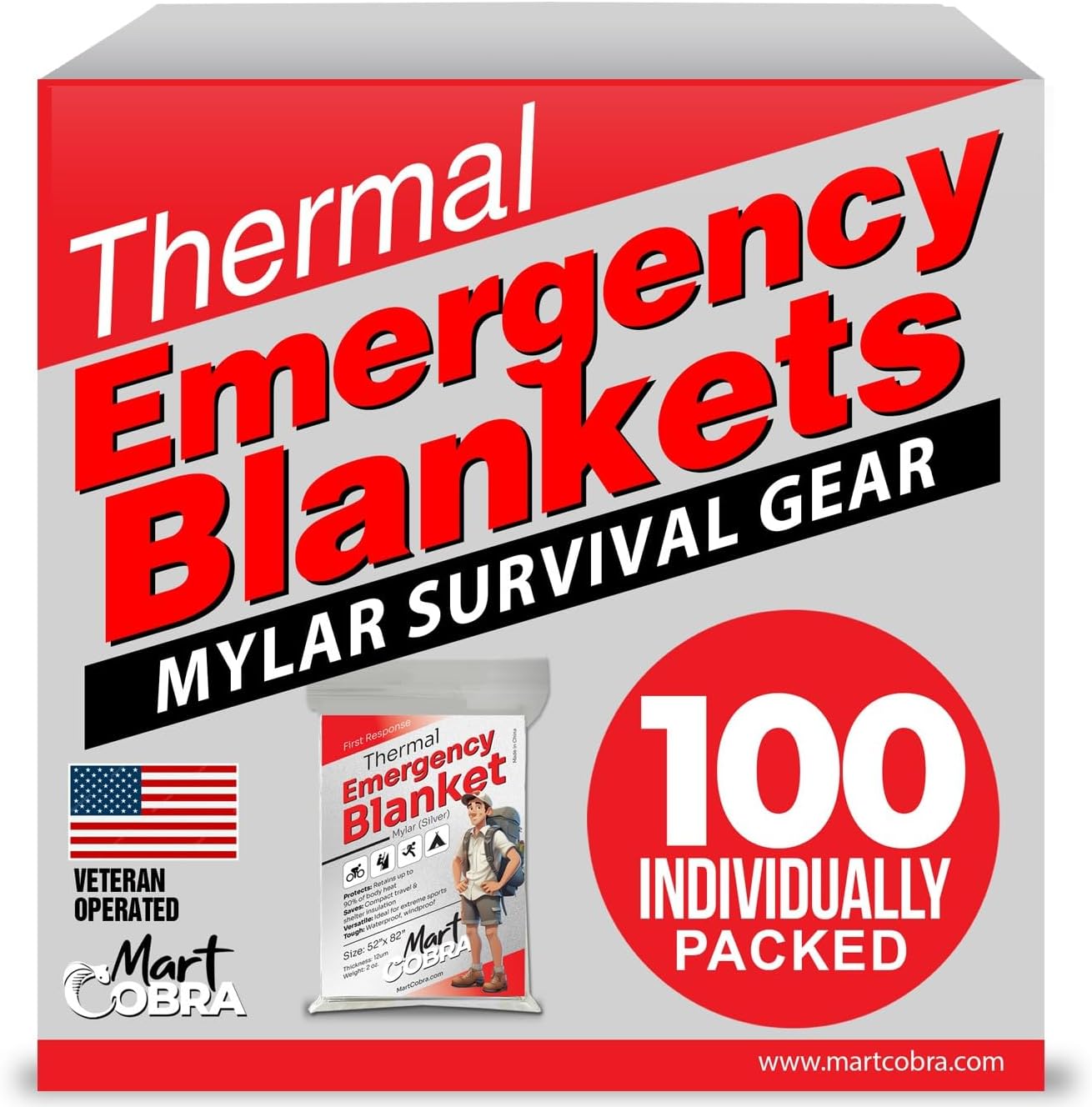 100-Pack Reflective Thermal Bl – обзор и цена Survival Blanket Reflective