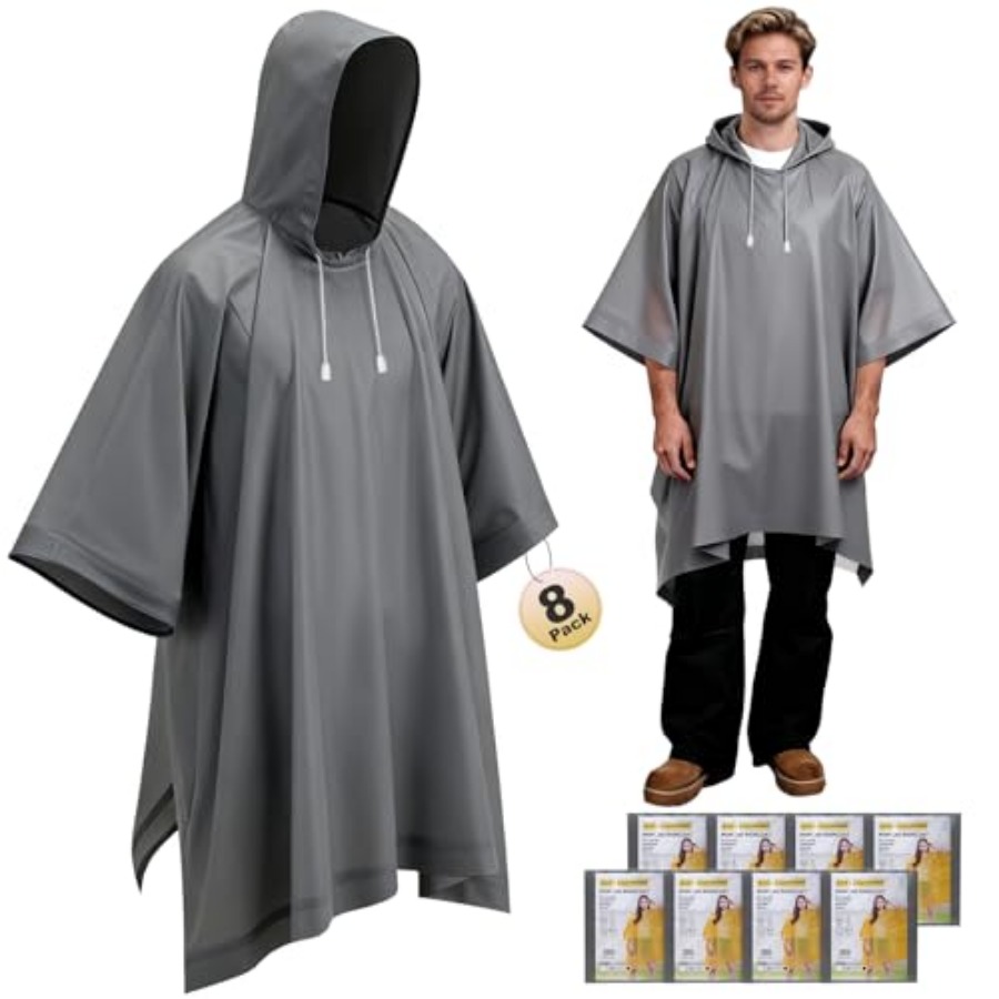8 Pack Hooded Rain Ponchos for – обзор и цена Emergency Poncho Rain