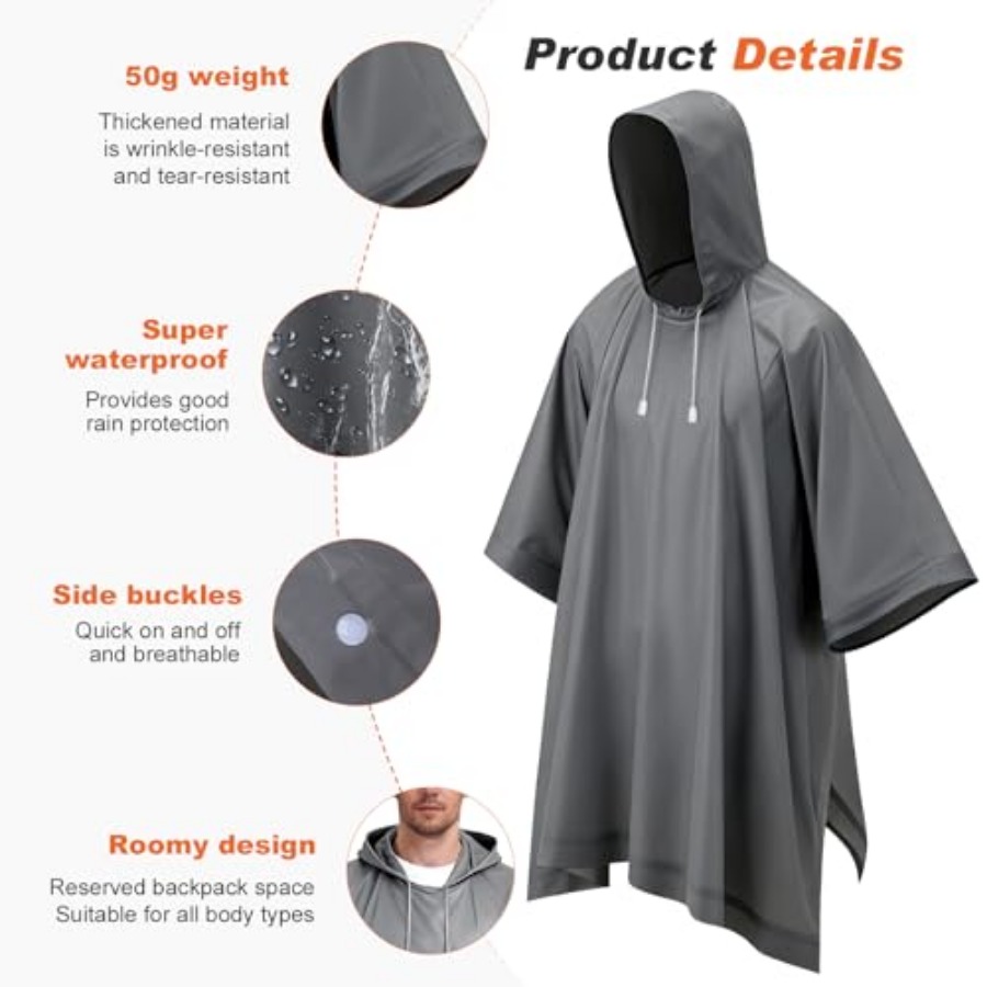 8 Pack Hooded Rain Ponchos for – обзор и цена Emergency Poncho Rain