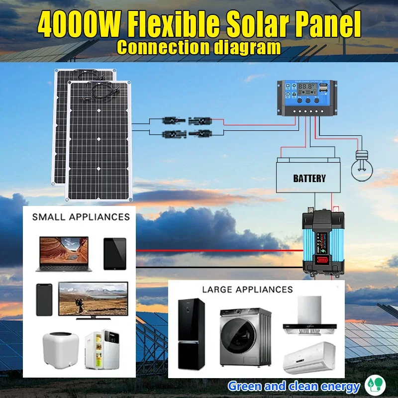 4000W Solar Panel Kit 12V To 1 – обзор и цена Solar Emergency Charger