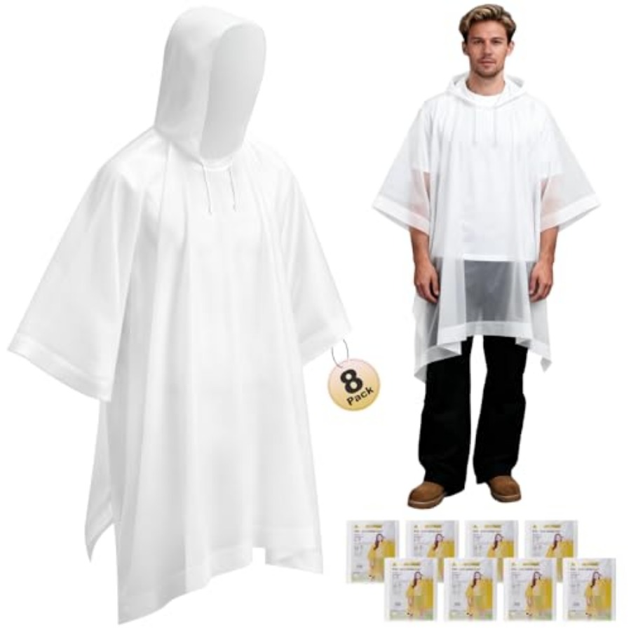 8 Pack Hooded Rain Ponchos for – обзор и цена Emergency Poncho Rain