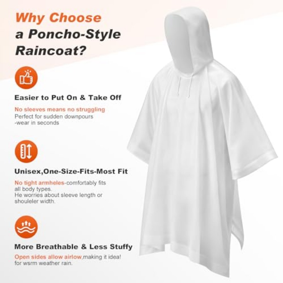 8 Pack Hooded Rain Ponchos for – обзор и цена Emergency Poncho Rain